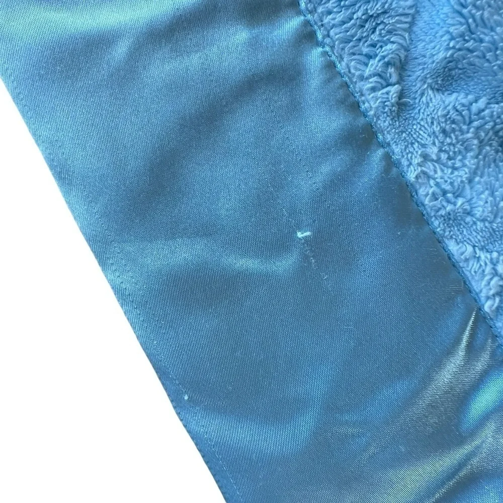 My Blankee Plush Minky Satin Trim Security Baby Blanket Blue 30.5 x 34 GUC